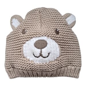Carter's Knit Bear Winter Hat Brown, Tan & White Neutral Colors, Size 3-9 Months